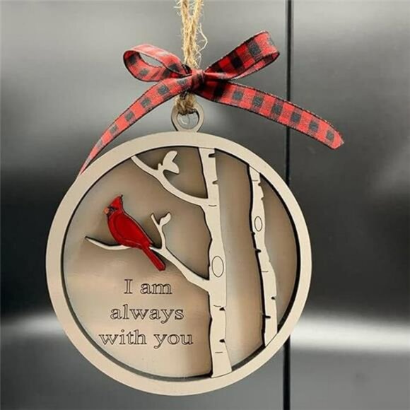 Memorial Cardinal Ornament Wooden Sympathy Gift Remembrance Condolence Decoratio - Picture 1 of 7